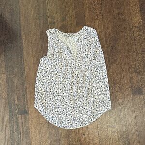 LOFT Floral Sleeveless Blouse - Cream and Blue